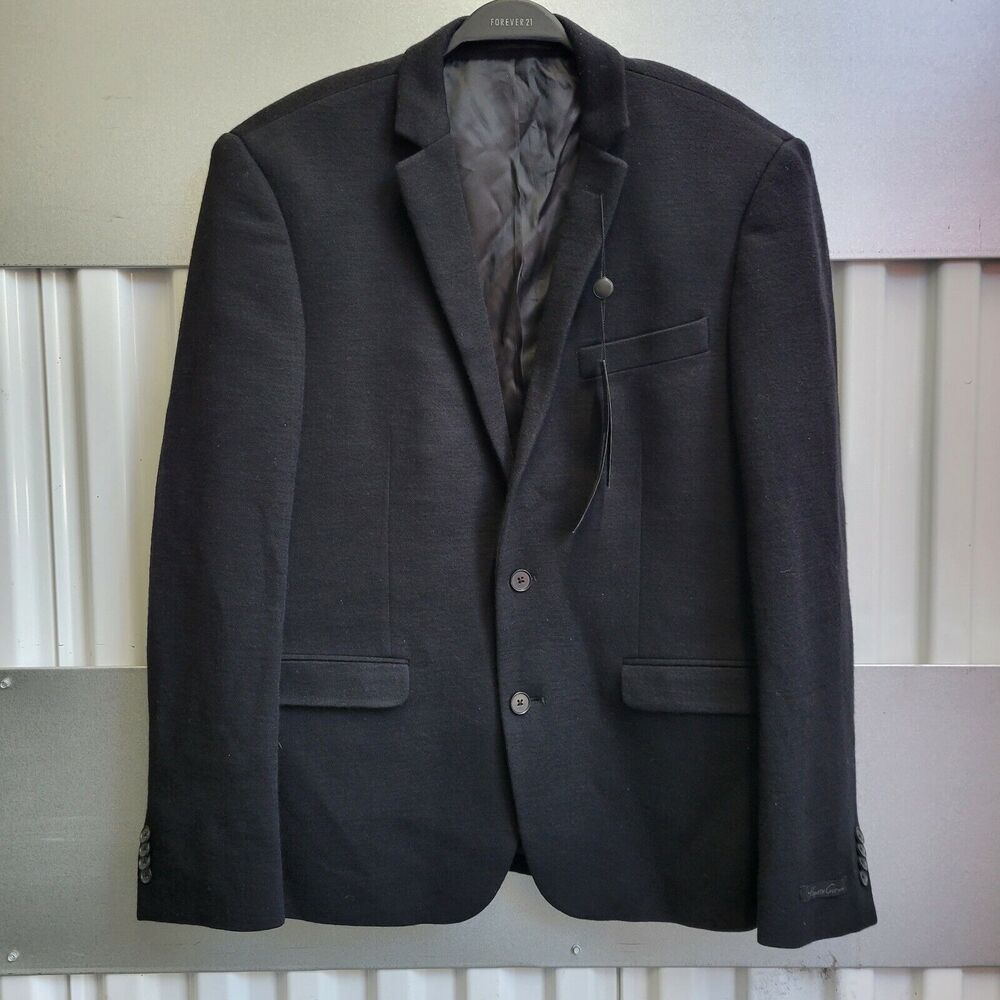 New Kenneth Cole 90% Wool Black Sportscoat Blazer jacket Coat Suit size 42R $248